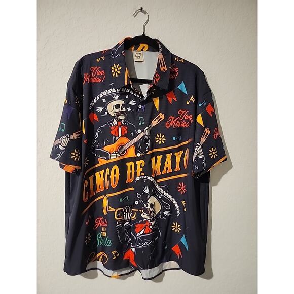 Hardaddy Men's Cinco de Mayo Shirt Size L Skeleton Mariachi Viva Mexico Party... - Picture 1 of 6